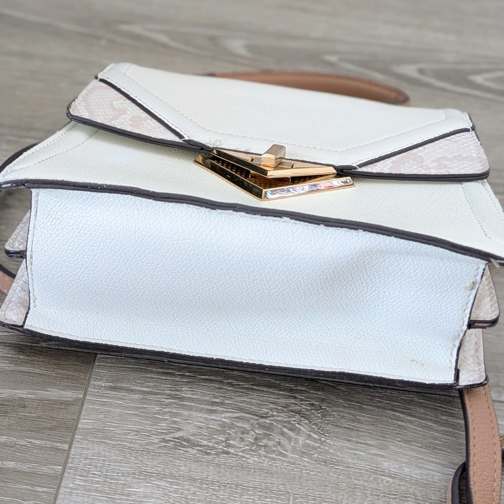 ALDO White and Tan Women's Top Handle Tote Bag - Picture 9 of 9